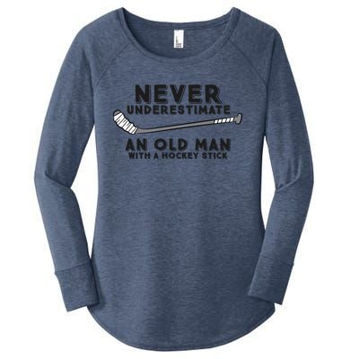 Never Underestimate An Old With A Stick Retired Hockey Gift Women's Perfect Tri Tunic Long Sleeve Shirt