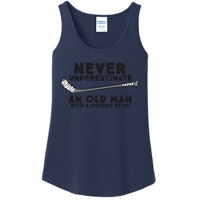 Never Underestimate An Old With A Stick Retired Hockey Gift Ladies Essential Tank