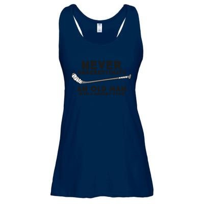 Never Underestimate An Old With A Stick Retired Hockey Gift Ladies Essential Flowy Tank