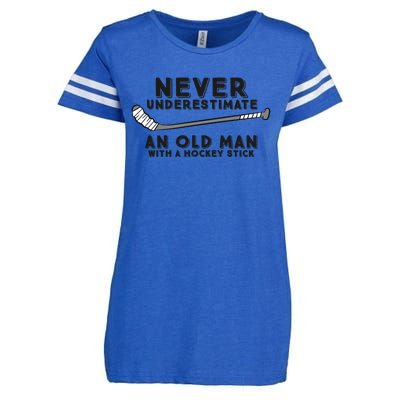 Never Underestimate An Old With A Stick Retired Hockey Gift Enza Ladies Jersey Football T-Shirt