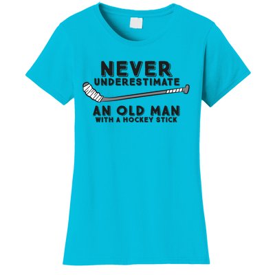 Never Underestimate An Old With A Stick Retired Hockey Gift Women's T-Shirt