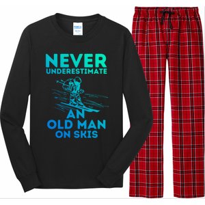 Never Underestimate An Old On Skis Skiing Lovers Tee Meaningful Gift Long Sleeve Pajama Set