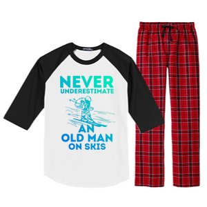 Never Underestimate An Old On Skis Skiing Lovers Tee Meaningful Gift Raglan Sleeve Pajama Set