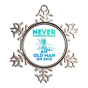 Never Underestimate An Old On Skis Skiing Lovers Tee Meaningful Gift Metallic Star Ornament