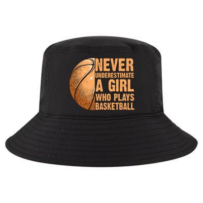 never underestimate a girl who plays basketball shirt funny Cool Comfort Performance Bucket Hat