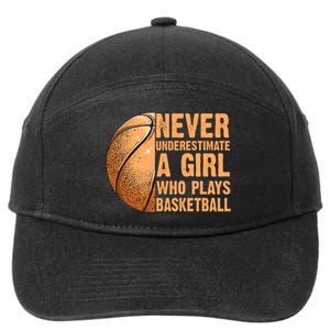 never underestimate a girl who plays basketball shirt funny 7-Panel Snapback Hat