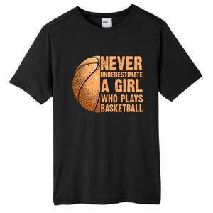 never underestimate a girl who plays basketball shirt funny Tall Fusion ChromaSoft Performance T-Shirt