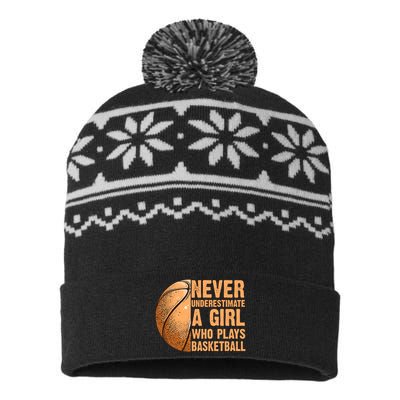 never underestimate a girl who plays basketball shirt funny USA-Made Snowflake Beanie