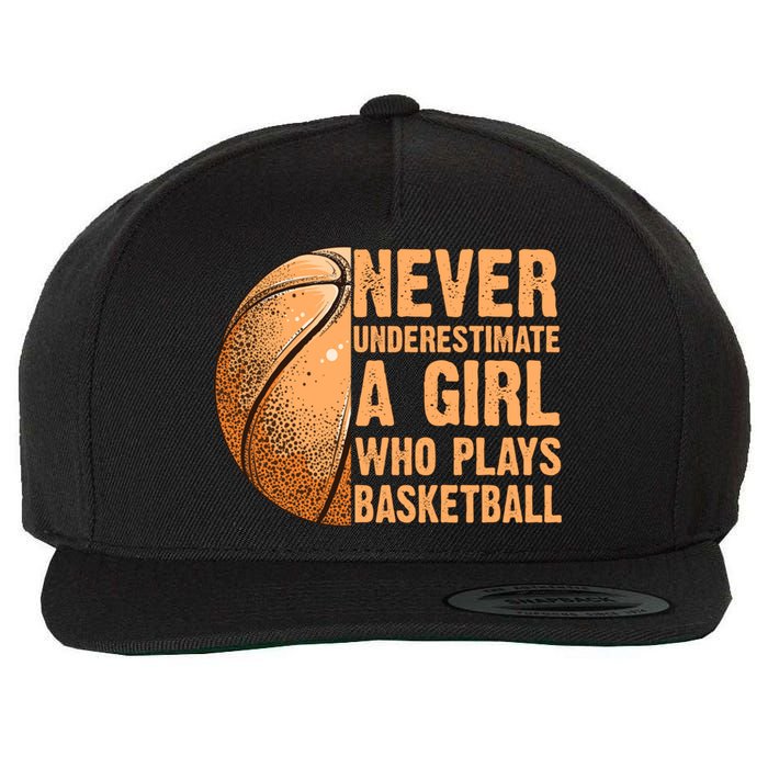 never underestimate a girl who plays basketball shirt funny Wool Snapback Cap