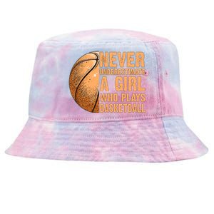 never underestimate a girl who plays basketball shirt funny Tie-Dyed Bucket Hat