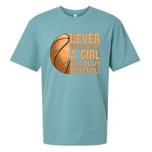 never underestimate a girl who plays basketball shirt funny Sueded Cloud Jersey T-Shirt