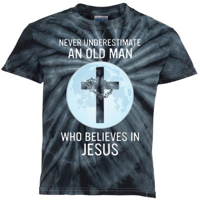 Never Underestimate An Old Man Who Believes In Jesus Kids Tie-Dye T-Shirt