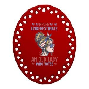 Never Underestimate An Old Lady Who Votes Feminist Ceramic Oval Ornament