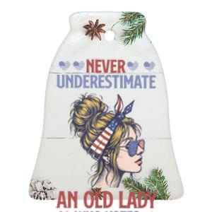 Never Underestimate An Old Lady Who Votes Feminist Ceramic Bell Ornament