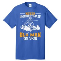 Never Underestimate An Old On Skis Gift Tall T-Shirt