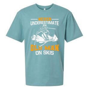 Never Underestimate An Old On Skis Gift Sueded Cloud Jersey T-Shirt