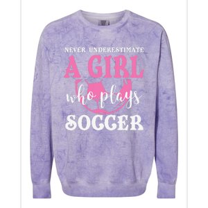 Never Underestimate A  Who Plays Soccer Cool Players Colorblast Crewneck Sweatshirt