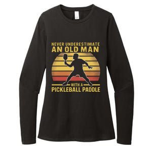 Never Underestimate An Old With A Pickleball Paddle Gift Womens CVC Long Sleeve Shirt