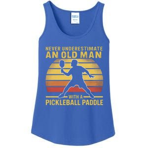 Never Underestimate An Old With A Pickleball Paddle Gift Ladies Essential Tank