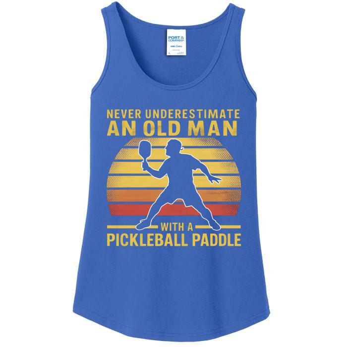 Never Underestimate An Old With A Pickleball Paddle Gift Ladies Essential Tank