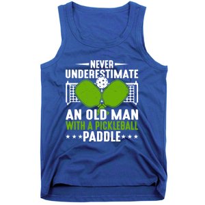 Never Underestimate An Old With A Pickleball Paddle Gift Tank Top