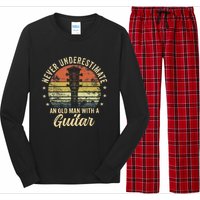 Never Underestimate An Old Man With A Guitar Player Gifts Long Sleeve Pajama Set