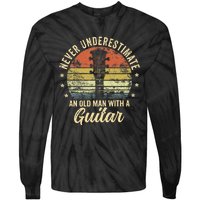 Never Underestimate An Old Man With A Guitar Player Gifts Tie-Dye Long Sleeve Shirt