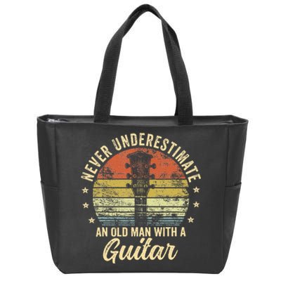 Never Underestimate An Old Man With A Guitar Player Gifts Zip Tote Bag