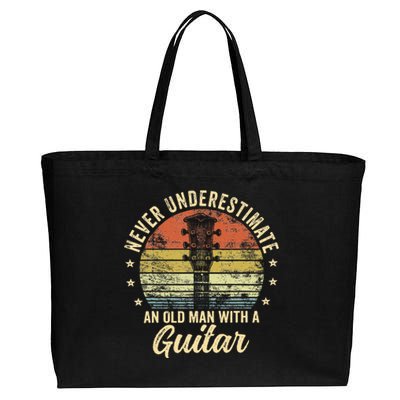 Never Underestimate An Old Man With A Guitar Player Gifts Cotton Canvas Jumbo Tote