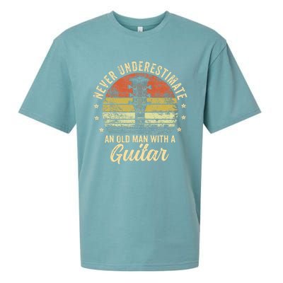 Never Underestimate An Old Man With A Guitar Player Gifts Sueded Cloud Jersey T-Shirt