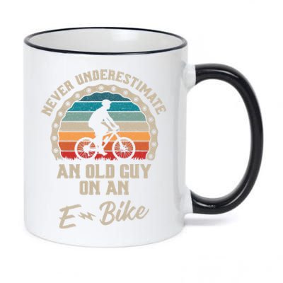 Never Underestimate An Old Guy On An E Bike Biking 11oz Black Color Changing Mug