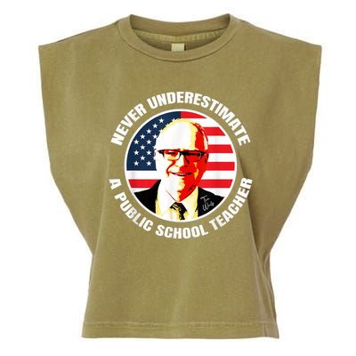 Never Underestimate A Publicschool Teacher Tim Walz Speech Garment-Dyed Women's Muscle Tee