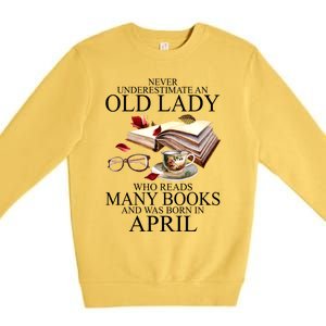 Never Underestimate An Old Lady Who Reads Many Books Gift Premium Crewneck Sweatshirt