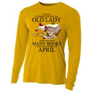 Never Underestimate An Old Lady Who Reads Many Books Gift Cooling Performance Long Sleeve Crew