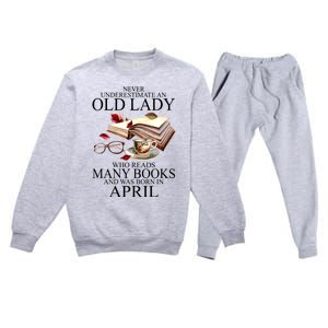 Never Underestimate An Old Lady Who Reads Many Books Gift Premium Crewneck Sweatsuit Set