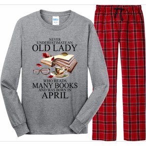 Never Underestimate An Old Lady Who Reads Many Books Gift Long Sleeve Pajama Set