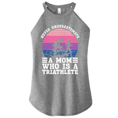 Never Underestimate A Mom Who Is A Triathlete Cool Gift Triathlon Gift Women’s Perfect Tri Rocker Tank