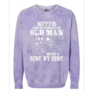 Never Underestimate An Old Man Funny Colorblast Crewneck Sweatshirt