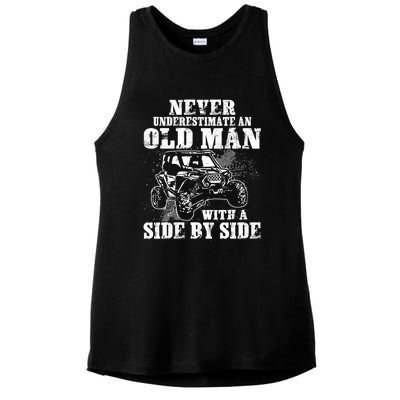 Never Underestimate An Old Man Funny Ladies PosiCharge Tri-Blend Wicking Tank