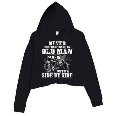 Never Underestimate An Old Man Funny Crop Fleece Hoodie