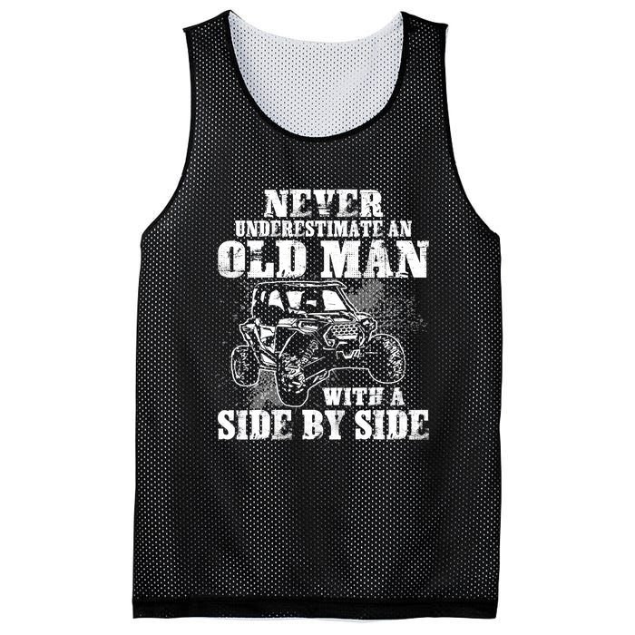 Never Underestimate An Old Man Funny Mesh Reversible Basketball Jersey Tank