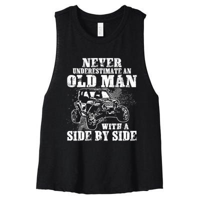 Never Underestimate An Old Man Funny Women's Racerback Cropped Tank