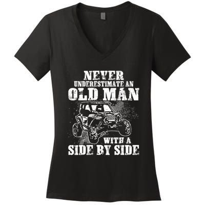 Never Underestimate An Old Man Funny Women's V-Neck T-Shirt