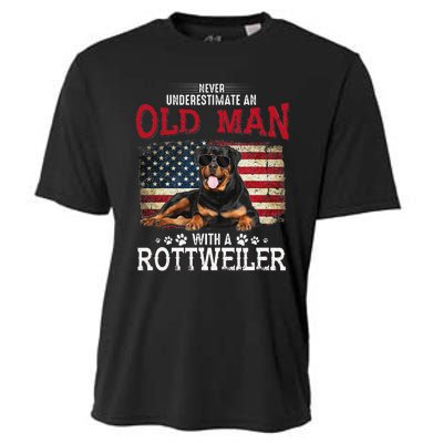 Never Underestimate An Old Man With A Rottweiler Costume Cooling Performance Crew T-Shirt