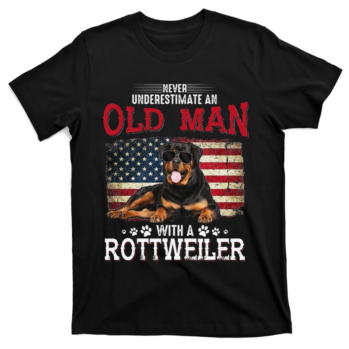 Never Underestimate An Old Man With A Rottweiler Costume T-Shirt