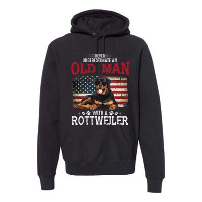 Never Underestimate An Old Man With A Rottweiler Costume Premium Hoodie