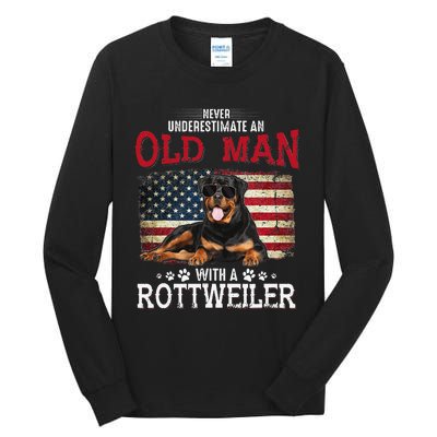 Never Underestimate An Old Man With A Rottweiler Costume Tall Long Sleeve T-Shirt