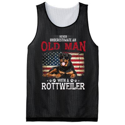 Never Underestimate An Old Man With A Rottweiler Costume Mesh Reversible Basketball Jersey Tank