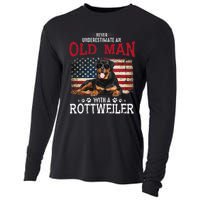 Never Underestimate An Old Man With A Rottweiler Costume Cooling Performance Long Sleeve Crew