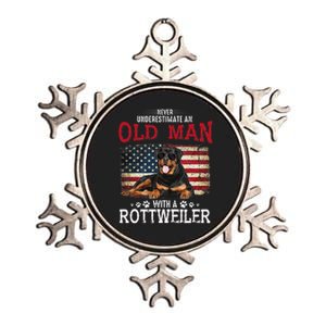 Never Underestimate An Old Man With A Rottweiler Costume Metallic Star Ornament